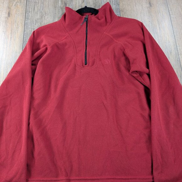 The North Face Pullover Womens Large Red Long Sleeve 1/4 Zip Lightweight Running - Picture 1 of 8